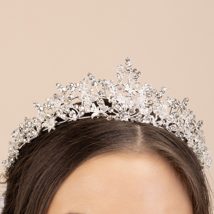 Perfect Bridal Clear Crystal & Rhinestone Floral Beaded Tiara
